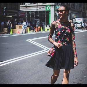 Floral Embroidered Mesh Top